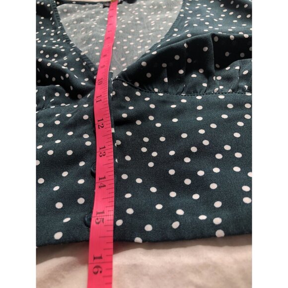 Lulus Polka Dot Long Sleeve Crop Top Womens M Green Long Sleeve St Patricks Day - Picture 7 of 7